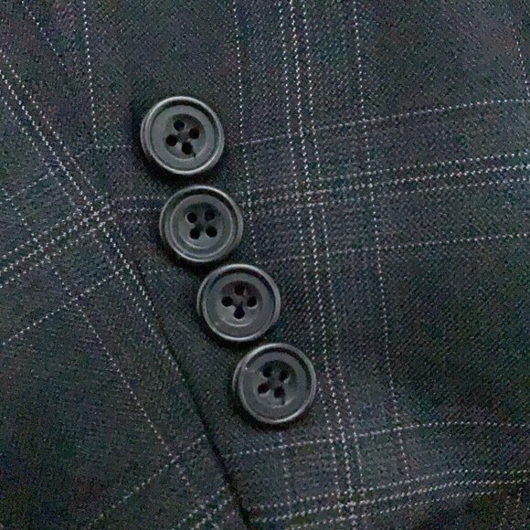 Hickey Freeman Blazer Men 44 Green Blue Windowpane Wool‎ Classic Jacket USA VTG - Picture 4 of 15